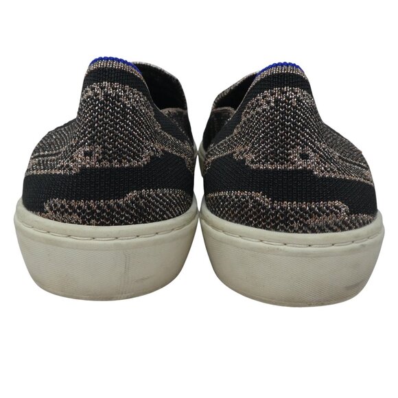 Rothys The Original Black Gold Shimmer Knit Stretch Slip On Sneaker Womens 8.5 - Picture 9 of 13